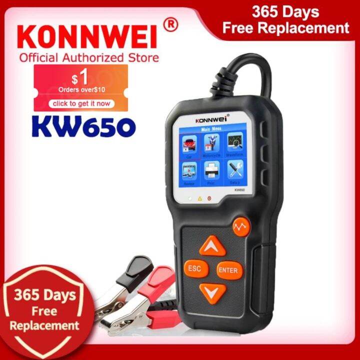 ♠ KONNWEI KW650 Car Battery Tester 12V Motorcycle Battery Tester 6V ...