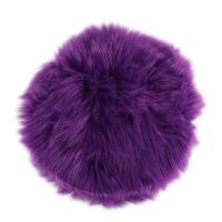 2X Faux Sheepskin Wool Carpet 30 x 30 cm Fluffy Soft Longhair Decorative Carpet Cushion Chair Sofa Mat (Round Purple)