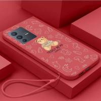 เคส V23 Vivo 5G Vivo V23 Pro เคสนิ่มใส่โทรศัพท์ซิลิโคนเหลวป้องกันเคสกันกระแทกมือถือเรียบเนียนน่ารักหมีการ์ตูนพร้อมสายคล้อง