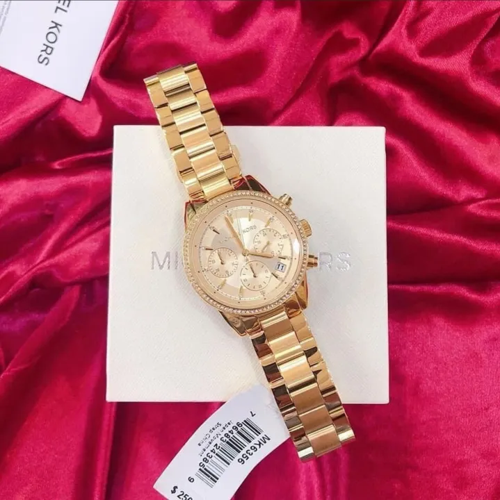 Guaranteed Original Michael Kors Ritz Chronograph Gold Dial Ladies ...