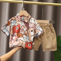 IENENS Summer Boy Beach Clothing Sets 2PCS Kids Short Sleeves Print Shirt + Shorts Suits Children Holiday Clothes Baby Outfits