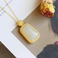 KISS&amp;FLOWER NK255 Fine Jewelry Wholesale Fashion Woman Girl Bride Mother Birthday Wedding Gift Geometry Jade 24KT Gold Necklace