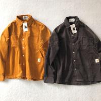 Carhartt Carhartt เสื้อเชิ้ตผ้าลูกฟูกบางผู้ชายและผู้หญิงเสื้อแจ็คเก็ตแขนยาวทรงหลวมสไตล์ญี่ปุ่นย้อนยุค