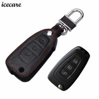 ❅▤ Icecare Genuiene Leather Key Cover Case For Ford Focus 3 4 Mondeo Mk4 St Kuga Fiesta Fusion Ecosport 2012 2013 2014 Car Styling