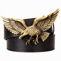 Wild Personality Mens Belt Metal Buckle Golden Flying Eagle Belts Hawk Punk Rock Style Trend Women Decorative Belt For Men Gift