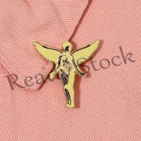 【hot sale】 ♚♛✾ B36 Creative Nivana In Uteruss Enamel Pin Golden Wings Angel Brooch Badges Lapel Pin Retro Jewelry Badge Gift