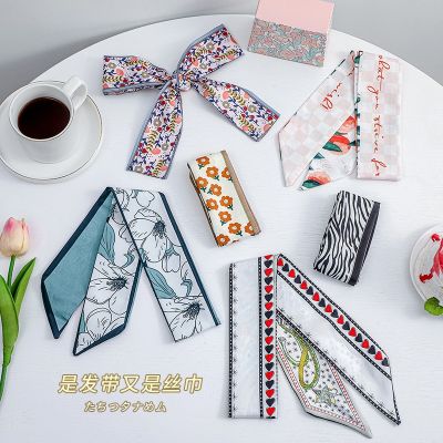 [COD] silk scarf womens long retro French style bag multi-functional spring and autumn ribbon sweet decoration double-sided headband