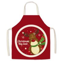 New Christmas Linen Apron Christmas Dinner Cooking Clothing Supplies Parent-Child Set Apron New Year Gift Decoration Accessories Aprons