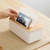 European Multifunctional wooden tissue box phone Holder remote boxes desktop organizer cosmetics storage box bathroom organizer Docks Stands