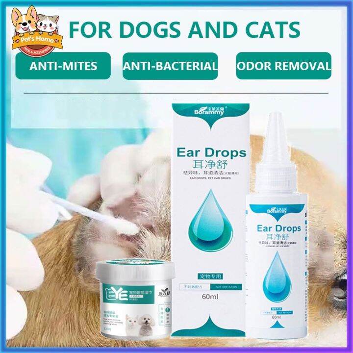 60ml Pet Eye Drops Ear Mite Cleaner Ear Drops Cat and Dog Odor Remover ...