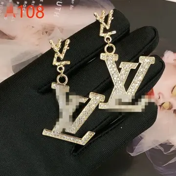 Ready Stock Fashion LV Earring Titanium Steel Letter Logo L-V Ear Hoop Stud  Earrings Women's Jewelry