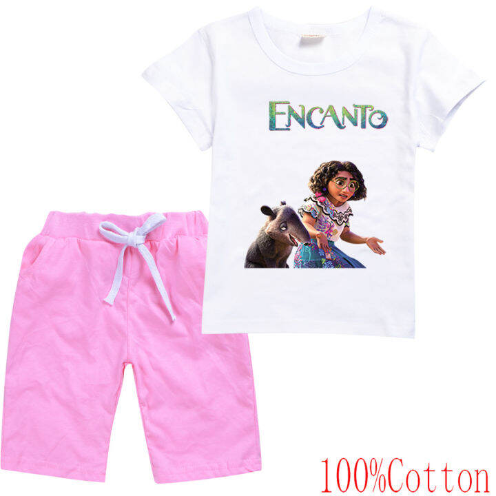 encanto-เสื้อยืดชุดชายหญิงแขนสั้น-tee-เสื้อกางเกงขาสั้นแฟชั่นการ์ตูนบุคลิกภาพ-tshirt-กางเกงขาสั้นใหม่-simple-8798