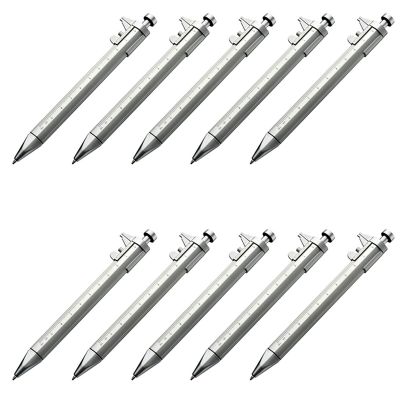 10Pcs Multifunction 1.0mm Gel Ink Pen Vernier Caliper Roller Ball Pen Stationery Ball-Point Pens Blue Ink