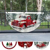 Christmas Flag Outdoor Flag 1.5 X 3 Ft Half Fan Banner Winter Flag Red Check Plaid Fan-Shaped Decorative Flag Tree Pattern Flag For Holiday Decorations fine