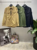 【จัดส่งฟรี】Stone  Solid Color Heavy Duty Retro Workwear Pocket Cotton Shirt Coat Jacket