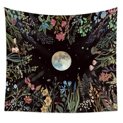 แขวนผ้าม่านตกแต่งโบฮีเมียนโบฮีเมียนพรมลายสวนดวงจันทร์ที่สวยงามสำหรับเสื่อปิกนิกคลุมเตียง