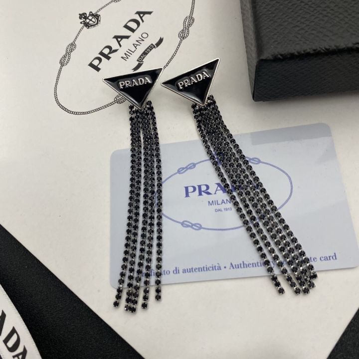 Fashion Prada Earring Titanium Steel Letter Logo Prada Ear Hoop Stud  Earrings Women's Jewelry 