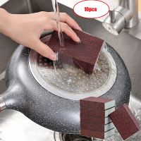 ┅ 10Pcs Sponge Removing Rust Carborundum Eraser Cleaning Brush Descaling Clean Rub Cooktop Pot Kitchen Sponge Tools