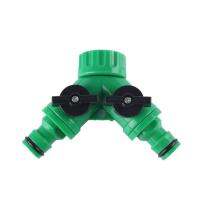 2-way Y Type G3 / 4 Garden Water Pipe Outlet Quick Connector With Switch Drip Irrigation System Valve Irrigation Adapter