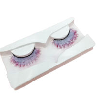 AWEI1 1คู่3D ขนตาปลอมเรืองแสงสวมใส่สบายเส้นใย Gradient สี Beauty False Eye Lashes สำหรับสตรี1คู่แฟชั่น