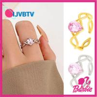 IJVBTV รูปร่างหยดน้ำหยด แหวนเจ้าหญิงตุ๊กตาบาร์บี้ มงกุฎมงกุฎดอกไม้ เพทายสีชมพู บุคลิกภาพที่ดี อุปกรณ์เครื่องประดับอัญมณี สำหรับผู้หญิง