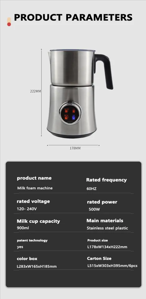 900ml automatic milk foam machine 304 stainless steel coffee machine Home  milk foam machine Hot and cold adjustable magnetic heating system Small  roaster