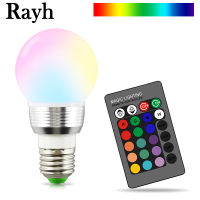 【Top-rated】 E14 E27 16สีโคมไฟ LED 110V 220V เวทีหรี่แสงได้ + 24key รีโมทคอนโทรล IR หลอดไฟเปลี่ยนสี