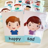 ✑☈ Baby Montessori Toys Emotion Weather Learning Card Cartoon English Flash Cards Kids Learning Toys Educational Toys for Children