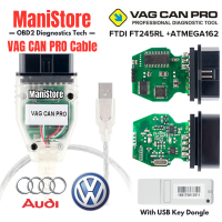 VAG Cable VAG CAN PRO V5.5.1 With Dongle with FTDI FT245RL Chip VCP OBD2 Diagnostic Interface USB Cable Support Can Bus UDS K Line