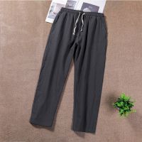 [COD] Wholesale foreign trade 2021 summer new Chinese style casual solid and linen sports wide-leg harem mens trousers