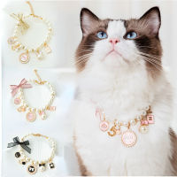 ประณีต Cat Pearl Collar พร้อมจี้แมวขนาดเล็กสร้อยคอสุนัข Rhinestone Collar Puppy Kitten Collar Supplies