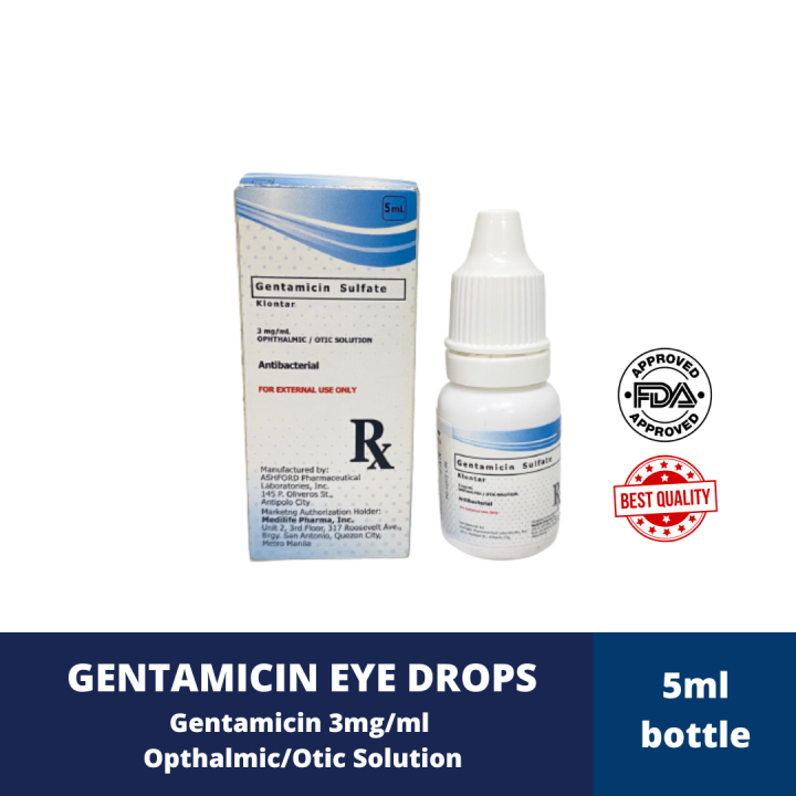 Genta Drops Klontar 3 mg/mL (0.3 w/v) Opthalmic/Otic Solution Eye