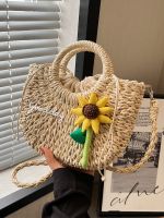 Hand-woven bag 2023 new net red small crowd portable vegetable basket bag spring and summer hot style Messenger straw woven bag 【QYUE】