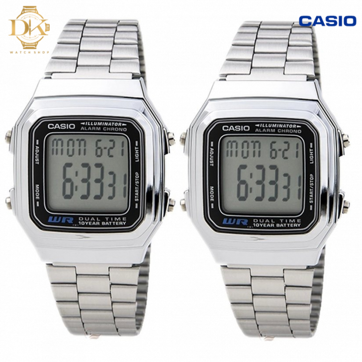 Casio Vintage Couple Silver Stainless Steel Band Watch A178WA 1ADF