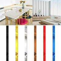 Self-Adhesive Tile Stickers Gold black Acrylic Waist Line DIY Mirror Wall Sticker TV Background Wall Ceiling Edge Decor 3D Strip Refrigerator Parts Ac