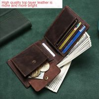 Mens Leather Wallet 2023 New Retro Crazy Horse Leather Purses High-End Brand Men For Wallet Business Fashion Credit Card Holder Card Holders