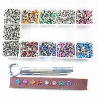 【CW】 400pcs 8color Cap Punk Spikes Rivet Rhinestone Studs Rivets for Handbag Jeans Leather DIY Fixing