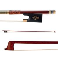 Violin Bow (Pernambuco Bow Stick Black Ebony Frog and Horsetail Bow Hair) for 4/4 Full Size Violin