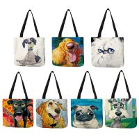 【jw】✚✜☬  Personalized Dog Print Tote Schnauzer Retriever Fabric Handbag Shopping Shopper Groceries