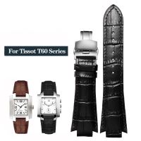 สายหนังวัว24X14mm สำหรับ Tissot 1853ชุด T60 L875/975K สายรัดข้อมือสำหรับผู้ชายผู้หญิงสายรัดข้อมือ T60.1513นูนสายนาฬิกาสีน้ำตาลดำ