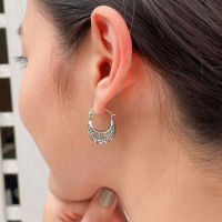 Sterling silver filigree hoops | Turkish hoops | Bohemian hoops | Silver jewelry | Oval hoops | Silver ear hoops |  E954