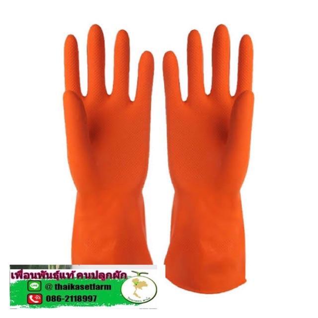 ถุงมือทำสวนหนาสีส้ม