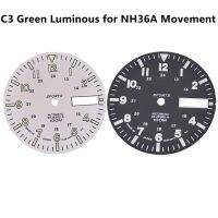 【YF】 New C3 Green Luminous Watch Dial 28.5mm Plate For NH36A Automatic Mechanical Movement Accessories Replace parts