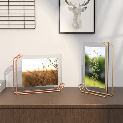 Nordic Metal Picture Frame L Shape Baby Poster Family Decorative Double-sided Art Photo Display Home Tabletop Desk Decoration