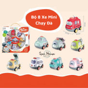 Bộ 8 Xe Đồ Chơi Mini Chạy Đà Dây Cót Cho Bé từ 18+ Tháng Chất Liệu Nhựa