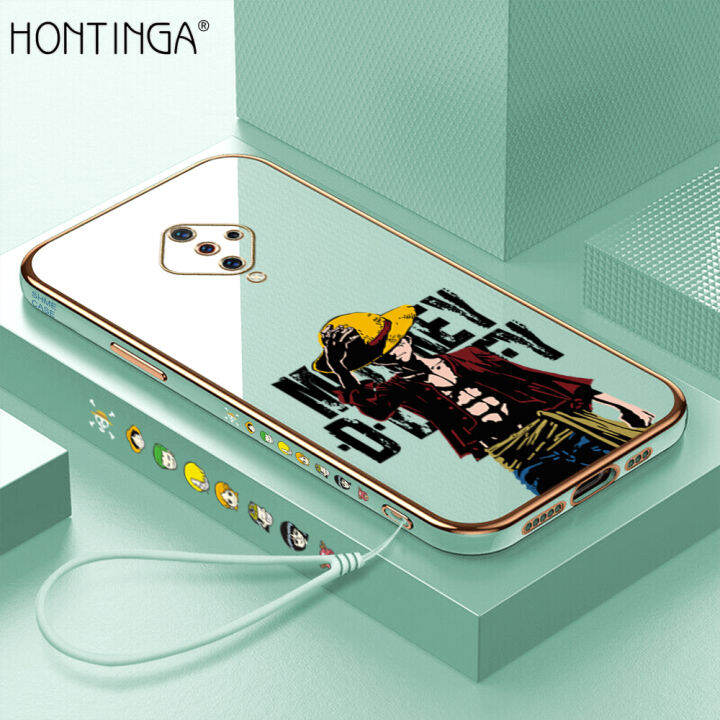 hontinga-เคสโทรศัพท์สำหรับ-vivo-s1-pro-เคสโทรศัพท์ทรงสี่เหลี่ยมทำจาก-tpu-นิ่มเคลือบโครเมี่ยมหรูหราหมวกลายการ์ตูนอะนิเมะลูฟี่ป้องกันกล้องเคสยางกันเด็กชาย