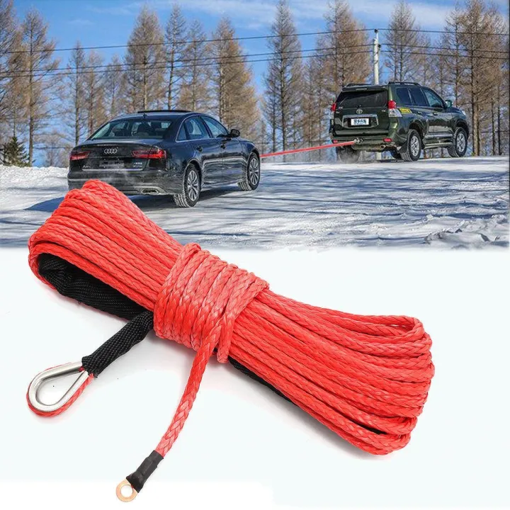 1/4''x 50' 7000LBs Synthetic Winch Line Cable Tow Rope with Sheath For