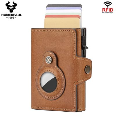 RFID Protection Credit Card Holder Wallet for Apple Airtag Anti-theft Aluminum Pop Up Cardholder Case Luxury Trifold Money Purse Card Holders