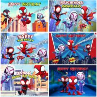 1 Spidey และเพื่อนที่น่าตื่นตาตื่นใจของเขาฉากหลังถ่ายภาพผ้าฮีโร่ชาย1ฉากหลังงานเลี้ยงวันเกิดภาพไวนิลแบ็คดร็อปพิมพ์ลาย