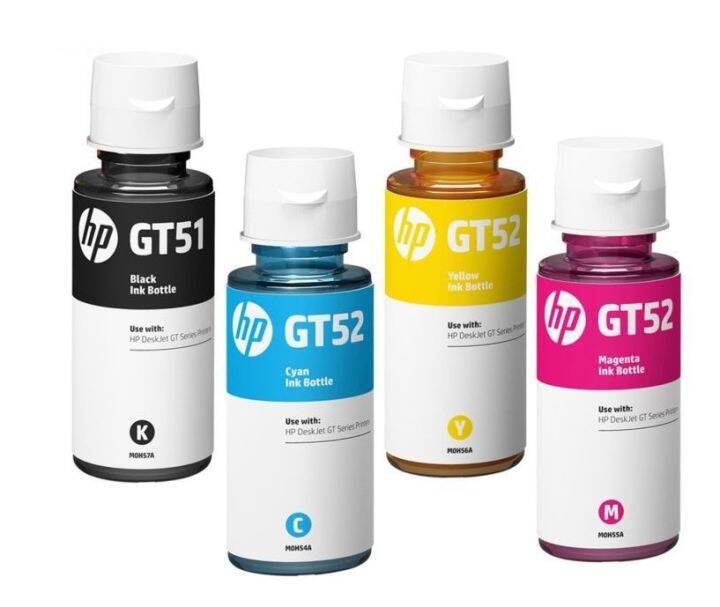 Gt Ink Set HP GT51/GT53 / GT52 Original Ink Bottle Set of 4 (Black, Cyan, Magenta ...